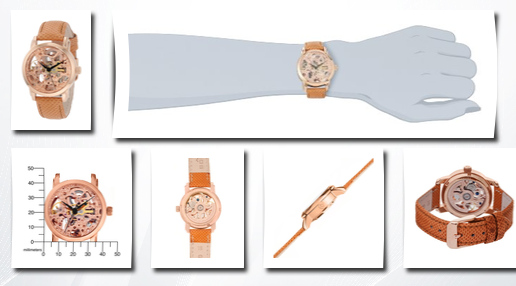 Akribos XXIV women's rose gold skeleton automatic watch