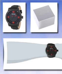 Kenneth Cole REACTION unisex street black case black leather strap black analog dial watch