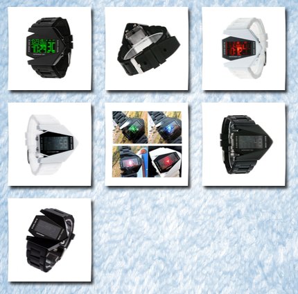 Generic s9q cool oversized airplane style light digital sports rubber wrist watch men black