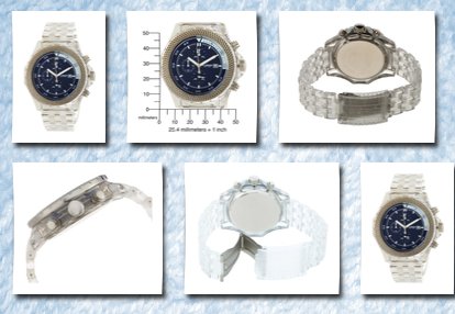 K&Bros men's ice-time bent chronograph blue and white watch
